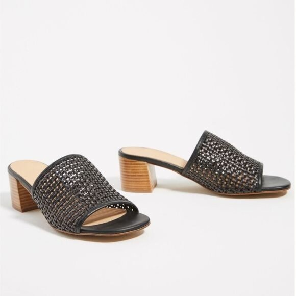 Anthropologie Lydia Woven Heeled Sandals in Black Size 41 EUC - Picture 2 of 4